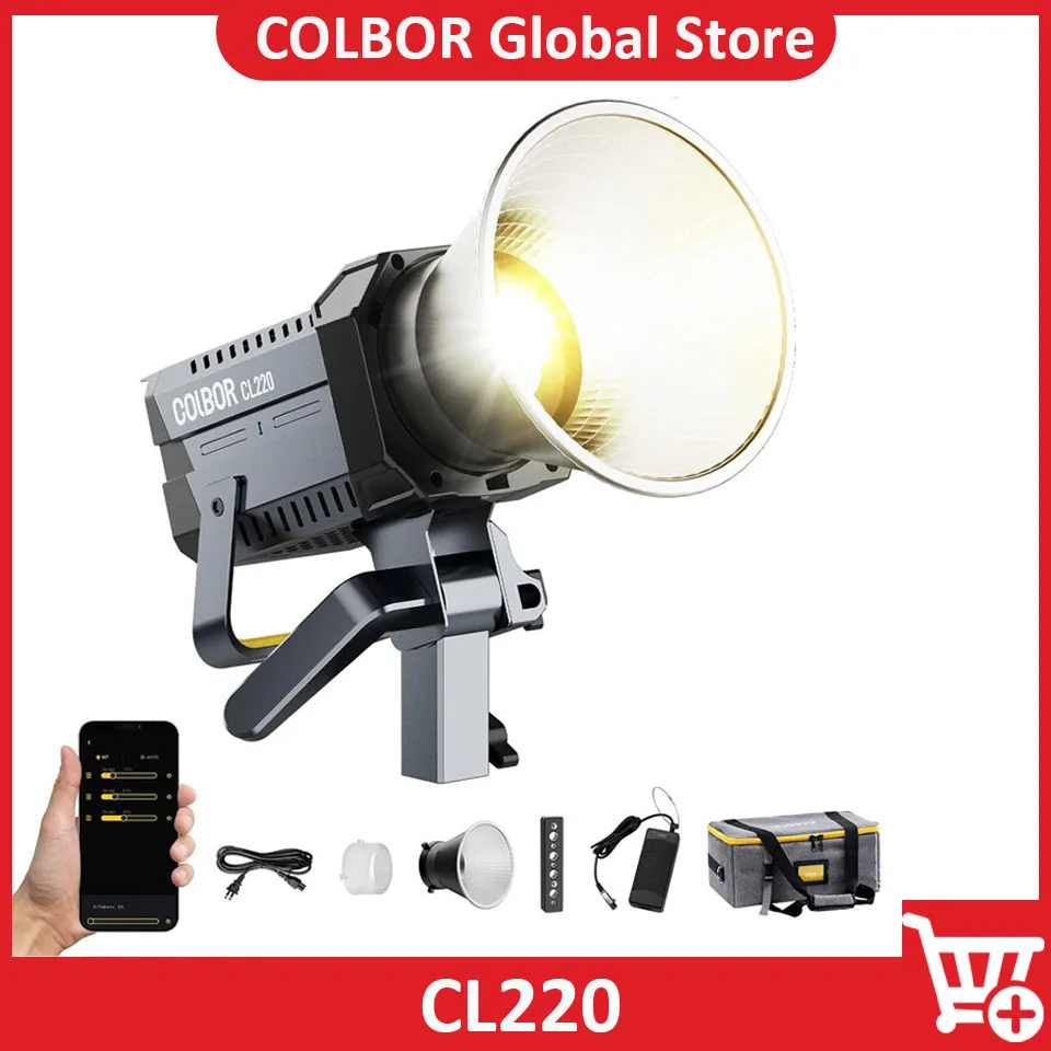 

COLBOR CL220 200W COB LED Video Light Bowens Mount Lighting 5600K 2700-6500K for Photography Video Recording Outdoor Shooting