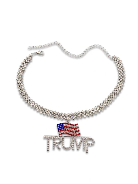 1pc Luxury Trump Pendant Necklace Multi Layer Cuban Chain Fashion Hip Hop Accessories for Women 4