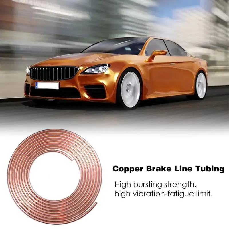 Copper Brake Line Kit 3/16 X 25ft Non-rust Car Brake Line Tubing Copper-Nickel Coated Alloy Tubing Coil Kit Tube Roll brake pipe hose brake line lock kit