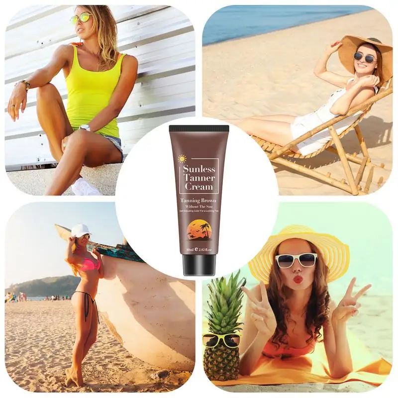 80ml Summer Fast Tanning Cream Skin Self Tanning Cream Sunless Self Tanner Natural Glow Body Bronzer Easy Use Bronzing Lotion