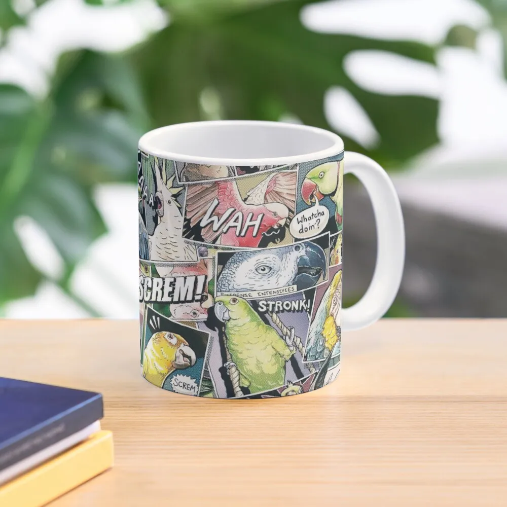 

Parrots Comic Style Coffee Mug Mug Kawaii Glass Mug Thermo Coffee Cup To Carry Espresso Cups