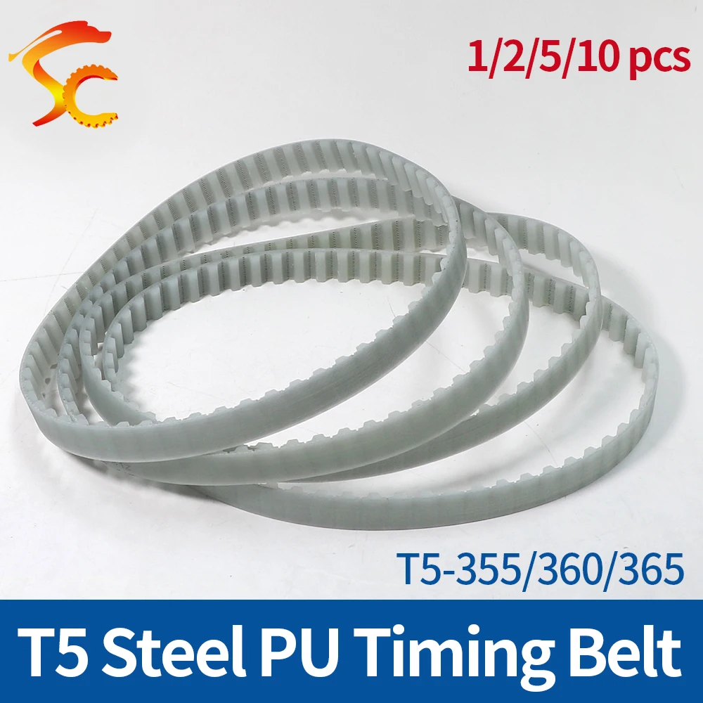 

T5 Trapezoidal Tooth Polyurethane Timing Belt T5 355/360/365 Width 6/10/15/20mm Transparent PU Synchronous Belt