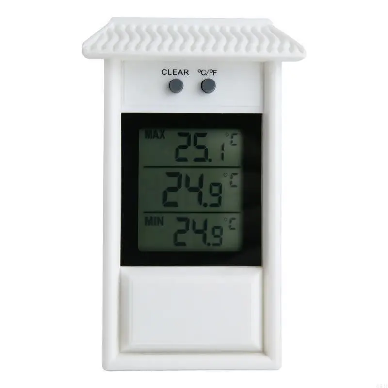 Termometro Digitale Interno/Esterno Impermeabile – Max/Min, Per Giardino E Serra, Con Gancio, 13,2x8x3 Cm, Bianco - 4