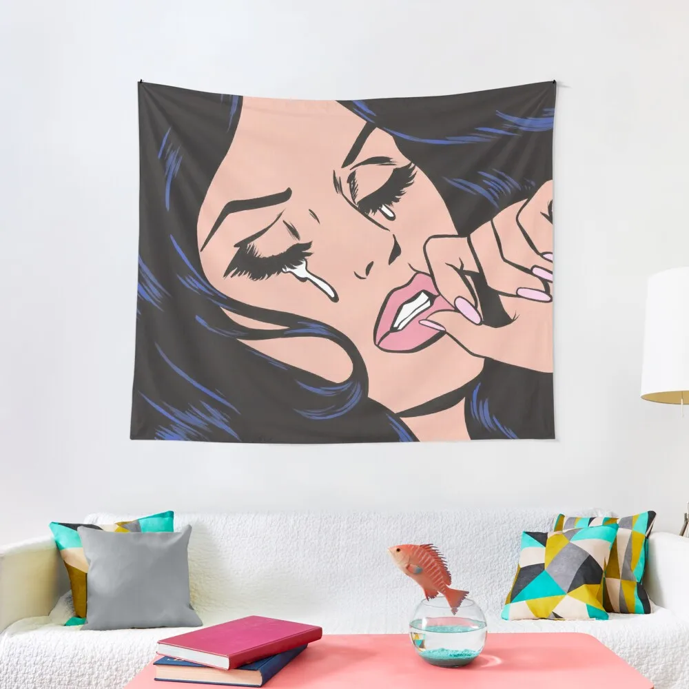 

Black Hair Crying Comic Girl Tapestry Decoration pictures room wall home decor