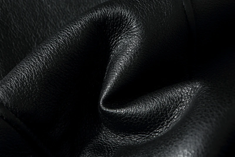 2023 Thick Wool Warm Coat Diagonal Zip Fur Collar Men's Leather Jacket Black Aviator Winter Coat European Size