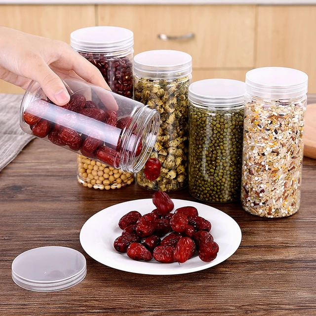 Food Storage Containers Set White Lid Kitchen Seasoning Box Organizer Jars  for Cereals Jar for Bulk Plastic Jars Boxes Home - AliExpress