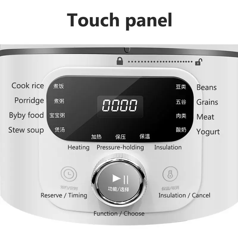 1.8L Multifunctional Programmable Pressure Slow Cooking Pot Non-stick Rice Cooker Stainless Steel Electric Pressure Cooker 220V 2
