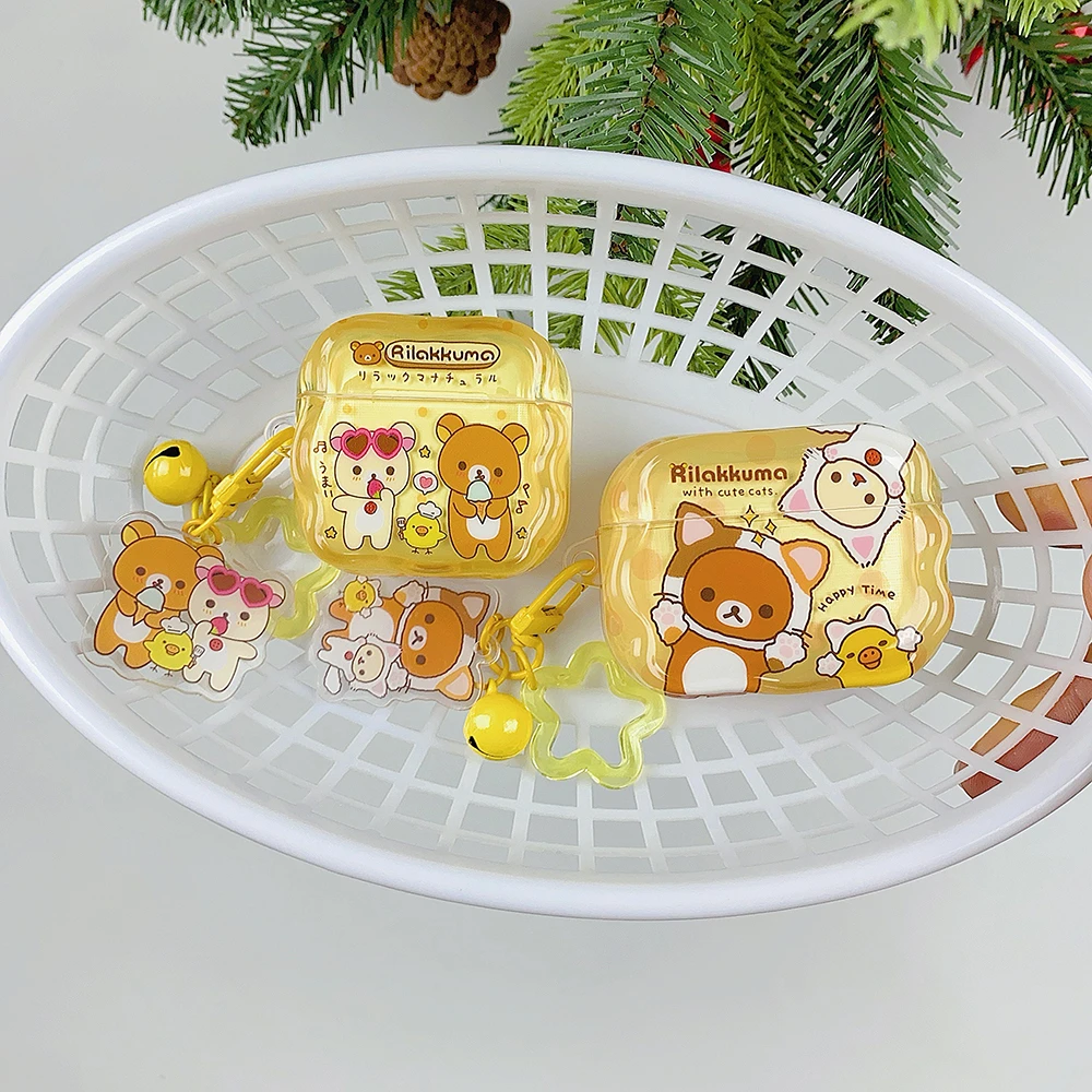 Cute Rilakkuma Bear Earphone Case - Cartoon Wireless Earbud Protective Cover