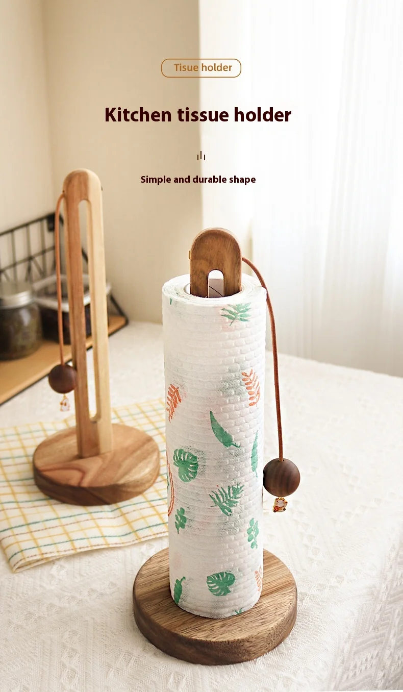 Description Picture 2 of itemWood Roll Paper Holder Toilet Napkin Stand Creative Towel Rack Household Tissue Organizer Hanger Bathroom Decoration Accessories