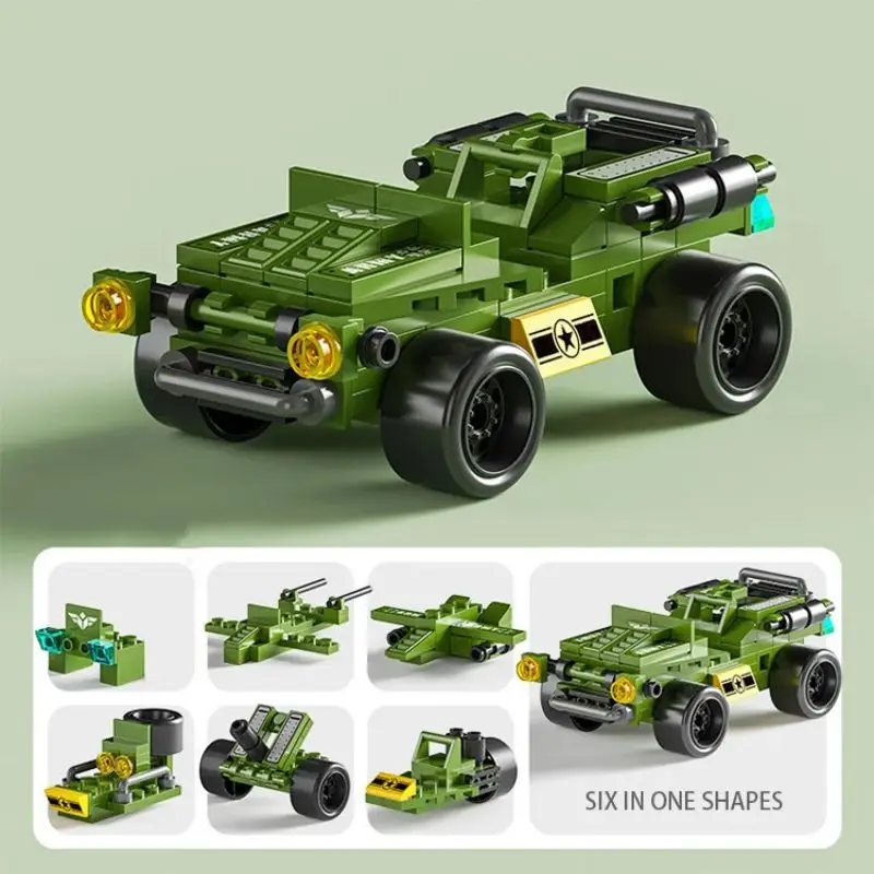 Building Blocks Micro Particle Engineering Fire Truck Military Tank Model