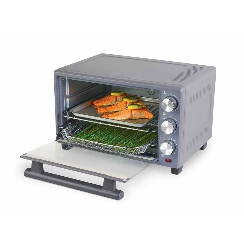 Cool Gray 22L Air Fryer Toaster Oven: Spacious Cooking Capacity