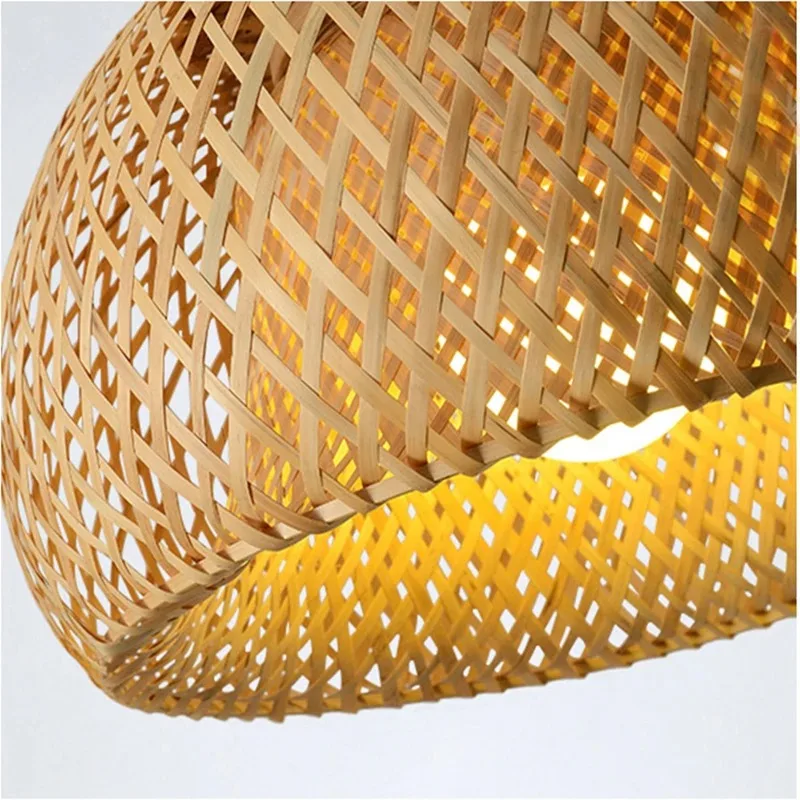 Bamboo Lantern Pendant Lamp Natural Rattan Wicker E27 Chandeliers Hand-Woven Bamboo Lampshades Lighting Fixtures Hanging Light 5