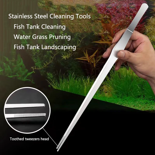 1PcsStainless Steel Curved Aquarium Tweezers Aquarium Plants Shrimp Reef Tweezer Straight Fish Tank Cleaner Aquarium Accessories