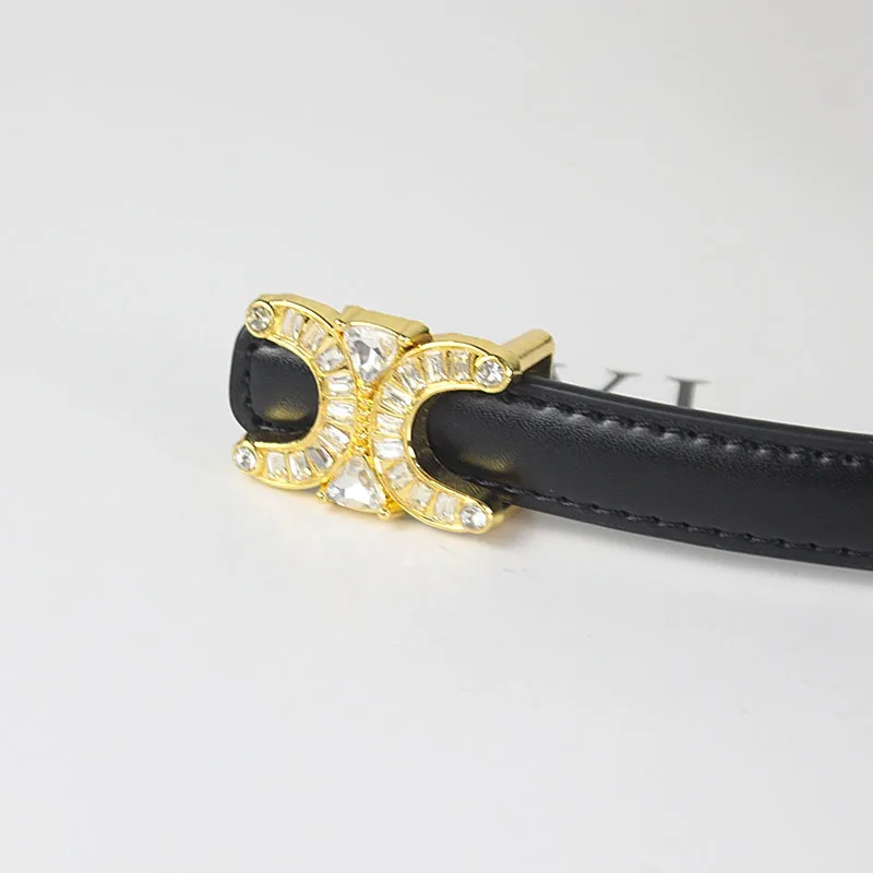Double C Diamond Women's Belt Versatile Dress Pants Belt Thin Women New Fashion Decoration