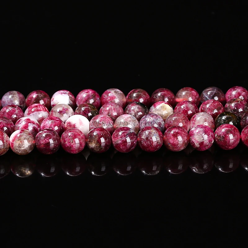 Natural Stone Plum Flower Tourmaline Genuine Round Loose Spacer Health Gemstone Beads For Jewelry Making DIY Bracelet Accessory 6