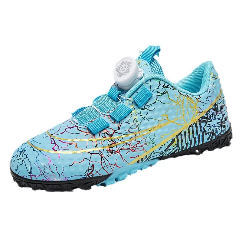 Children Football Shoes Rotary Buckle TF Ankle Boots Non Slip Boys And Girls Five a Side Kids Soccer Indoor Training Sneakers