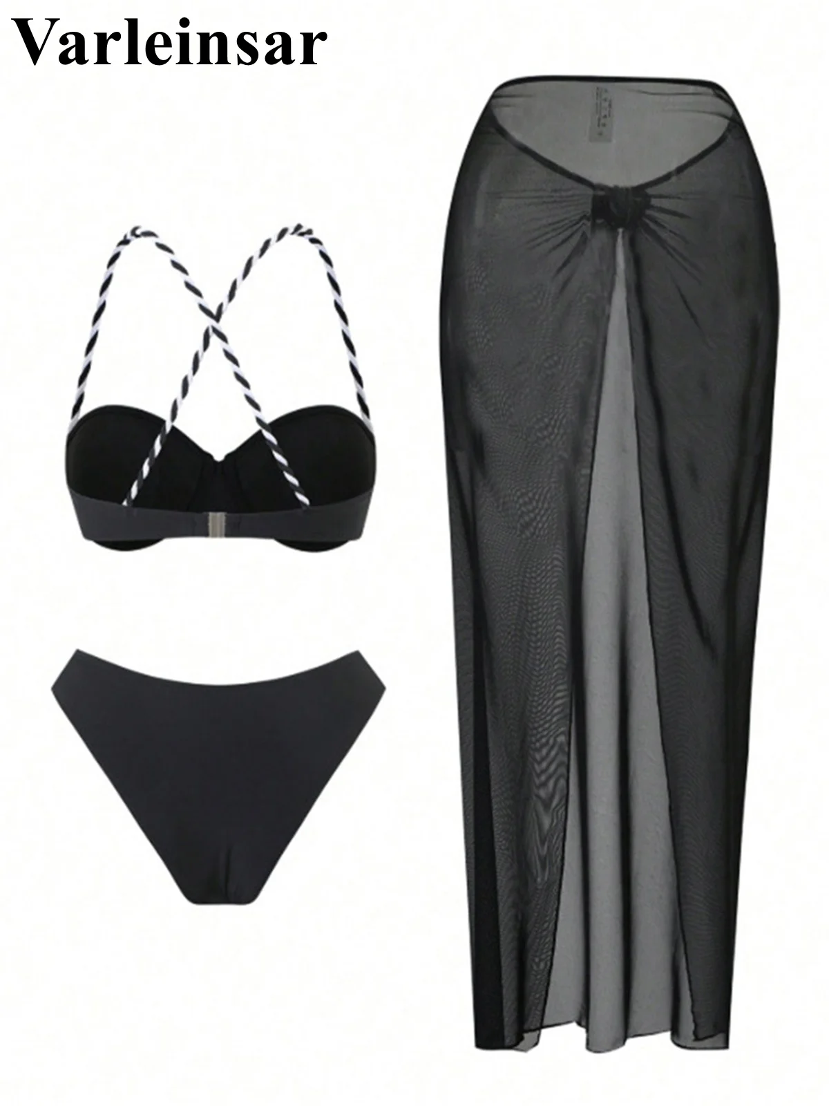 XS - L 3PCS With Skirt Underwired Bikini Female Swimsuit Women Swimwear Three-pieces Bikini set Bather Bathing Suit Swim V8045 3