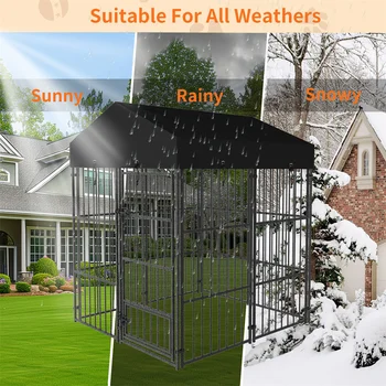 Heavy Duty Large Dog Kennel Pet Welded Metal Playpen Animal Cage with Roof Cover Pet Run Enclosure Playpen House Outdoor Indoor 6