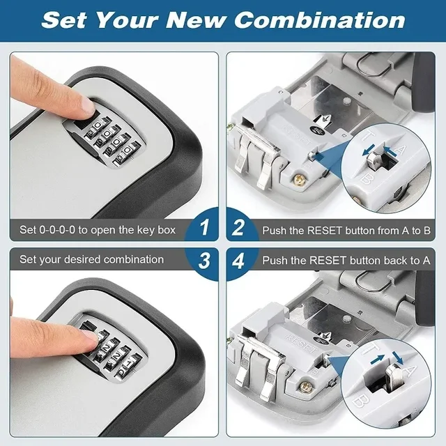 Waterproof Key Safe Storage Box Key Lock Box Wall Mount Key Lock Box 4 Digit Digit Password Security Lock Box Storage Box 5