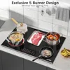 30" 5 Burner Built-in Electric Stove Top Glass Cooktop 8400W Power Safety Lock Timer Indicator Compatible with Various Pots Easy 4