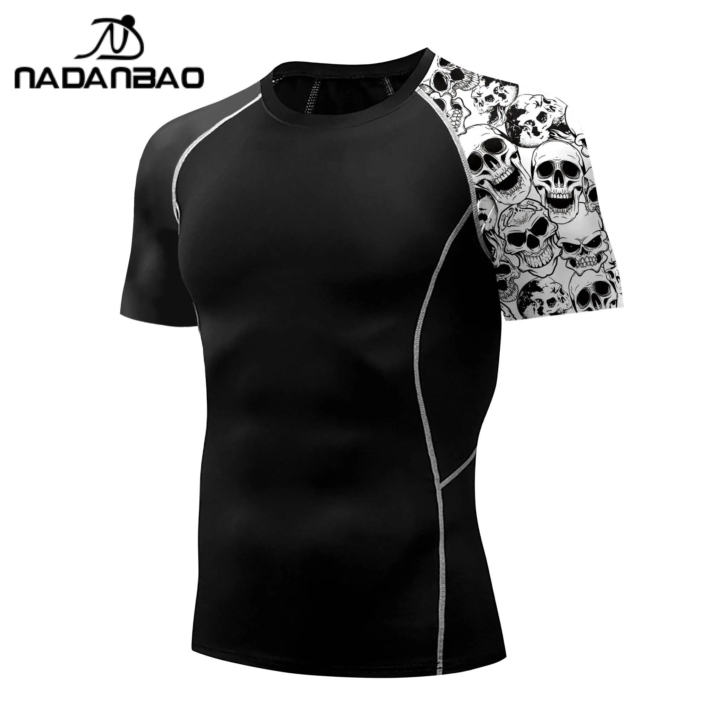 Nadanbao Men Fitness Swimsuits T-Shirt Gym Slim Beach Swimwear Black Fashion Short Sleeve Casual Surfing Wetsuit Beachwear Tops