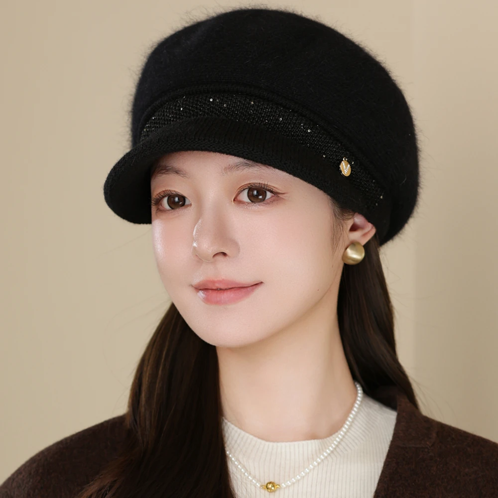 Neue Frau Winter Warme Mütze Plüsch Fell Gefüttert Warme Kappe Für Frauen Casual Kaninchen Fell Mischung Hut Streetwear Outdoor-Mode Gestrickte Hut – Detail 24