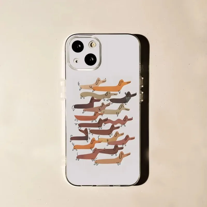 Dachshund Dog Love Transparent Phone Case For iPhone 16 15
