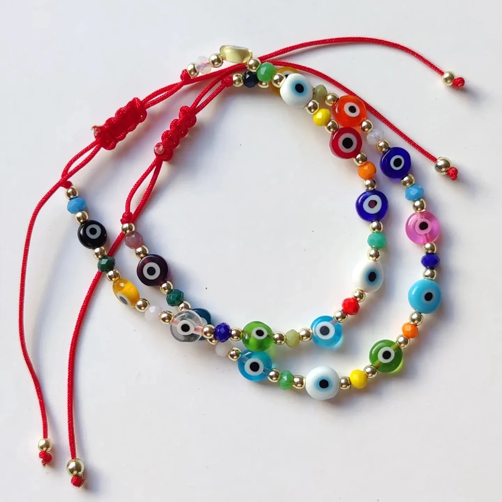 Go2Boho Evil Eye Crystal Beads Bracciali Per Le Donne Boho Jewelry Bohemian Fashion Ladies Friendship Colorful Rainbow Jewellery