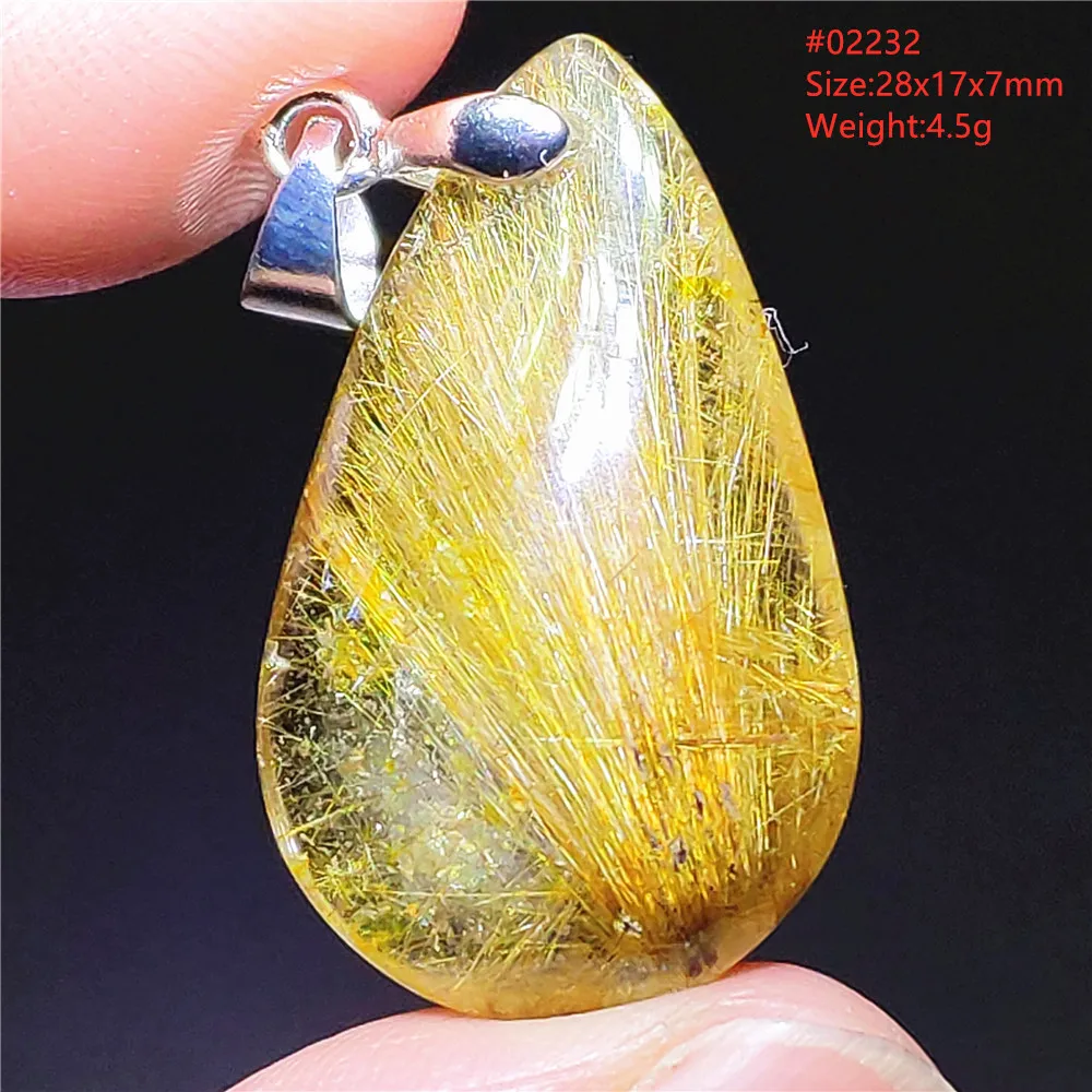 Natural Copper Rutilated Quartz Water Drop Pendant Brazil Jewelry Crystal Wealthy Rare Gold Rutilated Necklace Beads pendant necklace