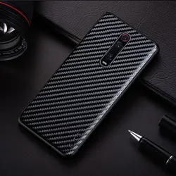 Carbon Fibre Texture Fashion Design Soft Phone Case - Sleek and Durable Back Cover for Redmi K20 (Black)