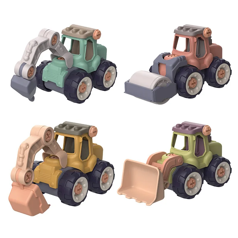 

4 Style Engineering Vehicle Toys Plastic Construction Excavator Tractor Dump Truck Bulldozer Models Kids Boys Mini Gifts Diy Toy