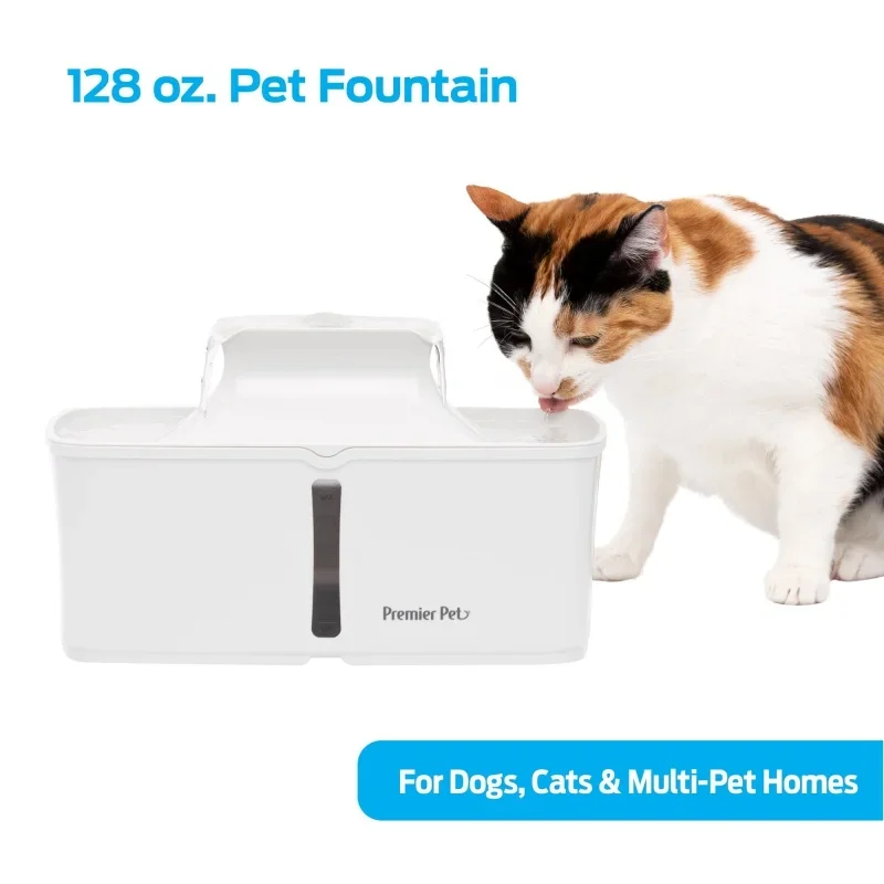 

Фонтан для домашних животных Premier Pet 128 унции-Автоматическая Вода для собак, кошек и многодомов, фильтрованная, способствует увлажнению,