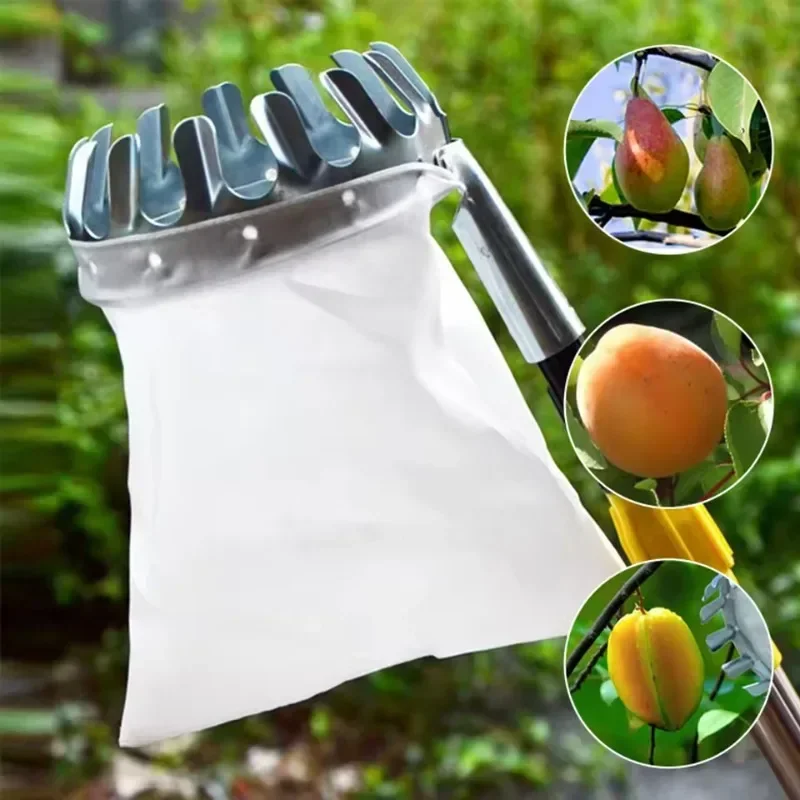 Farm Gardening Supplies Fruit Picker Apple Peach Tall Tree Picking Tool Fruit Catcher Collection Bag