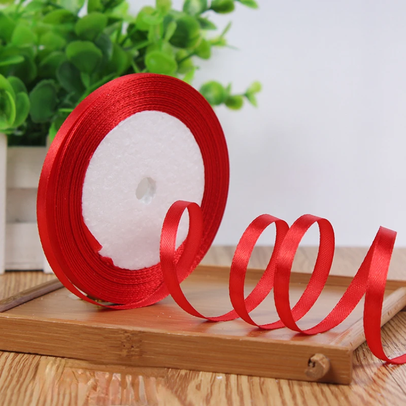 New 1/4"6mm (22 Meters/roll) Red Color Grosgrain Ribbon Wedding Decoration Making Bowknots Gift Packing Belt Sewing Accessories