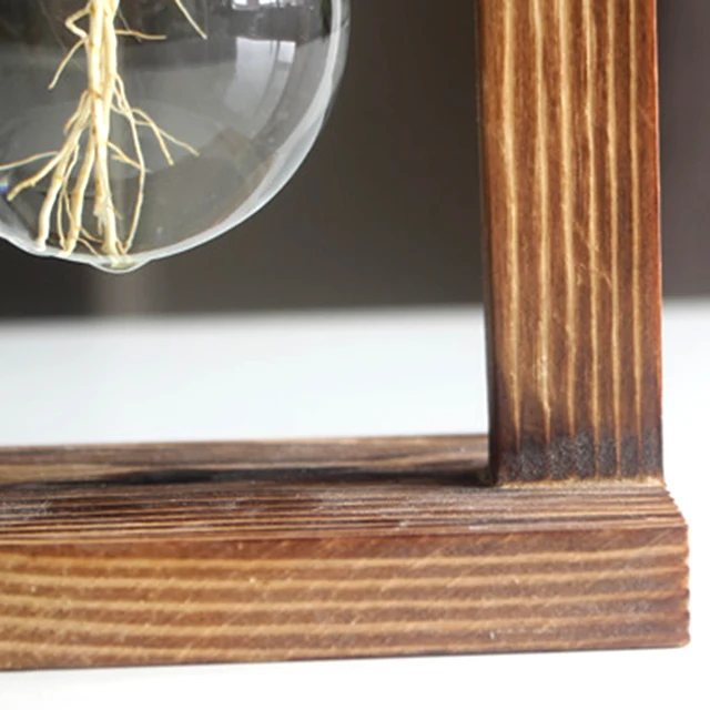 Terrarium Növény Vázák Hidroponikus Vintage Átlátszó Üveg Fa Keret Virágcserép -Asztali Virágpolcok Erkély Iroda Dekoráció - Image 4