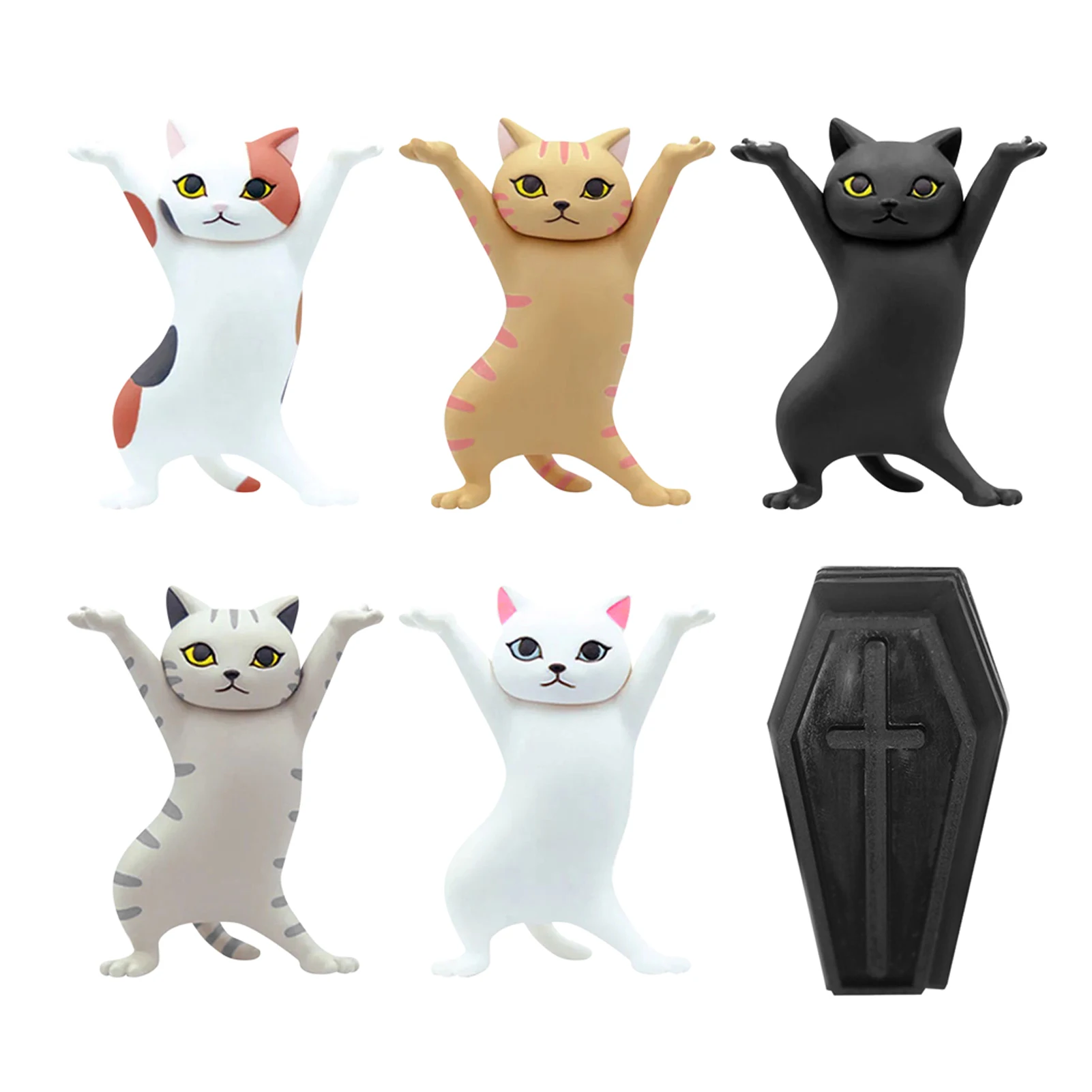 펜꽂이 사무실 책상 액세서리 보관 도구, 가정용 휴대용 공부 플라스틱 스탠드, 귀여운 고양이 내구성, 안정적인 교사 선물, 5 개