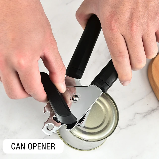 Can Opener,Professional 3-In-1 Multifunctional Manual Can Openers Bottle  Opener,Kitchen Durable Stainless Steel Heavy Duty Can Opener Smooth Edge  for