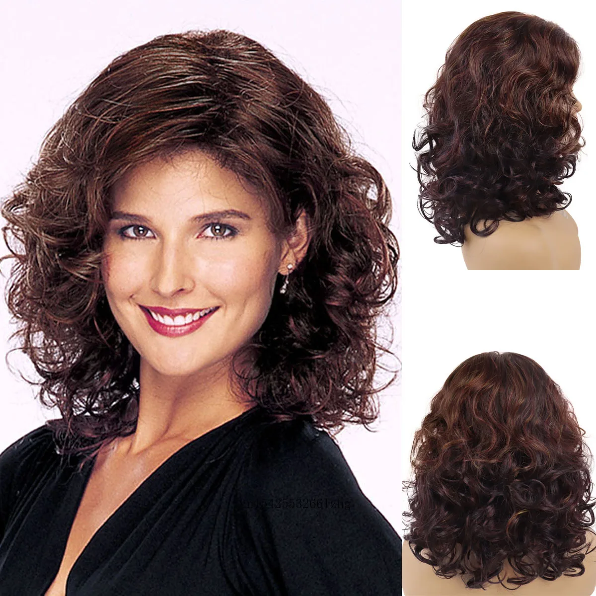 

GNIMEGIL Synthetic Curly Wigs for Women Long Brown Ombre Wig Natural Fluffy Ladies Daily Cosplay Use Fake Hair Elegant Mommy Wig