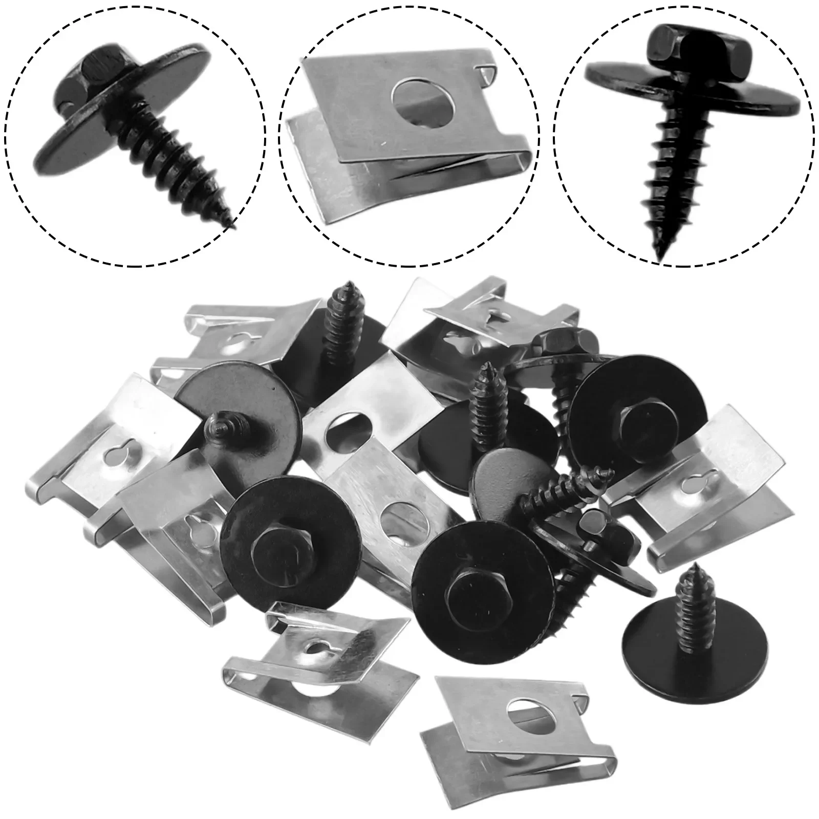 20pcs Screw Fastener For BMW Hex Head Tapping Socket Bolt Screw Clips Undertray Splash Guard Self-Tapping Hex Bolts Fastener