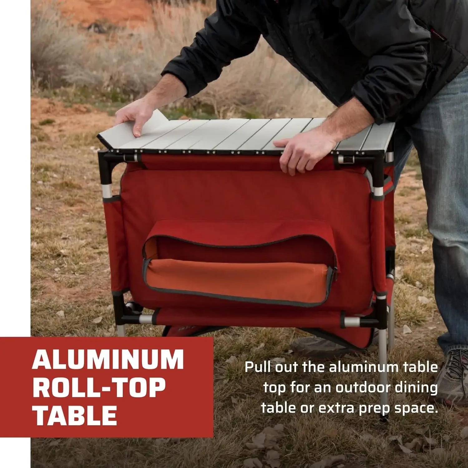 Sherpa Table Organizer Storage for Outdoor Cooking Camping Gear-Aluminum Table Top