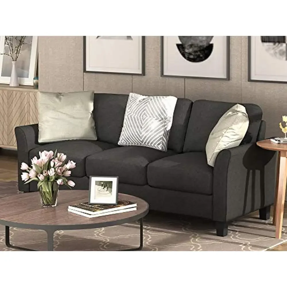 Linen Upholstered 2-Piece Living Room Furniture Set Includes 3-Seater Sofa and Loveseat Sofa