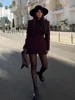 Elegant Solid Slim Blazer Jacket Women Long Sleeve Lapel Shoulder Pads Single Breasted Coat 2025 Spring Lady Office Outwear 3