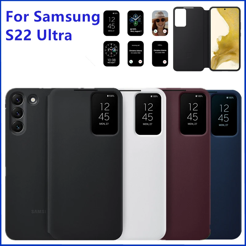 

Original for Samsung Galaxy S22 Ultra Mirror Smart View Flip Cover Case S22+/S22 Plus 5G Phone S-View LED Cases