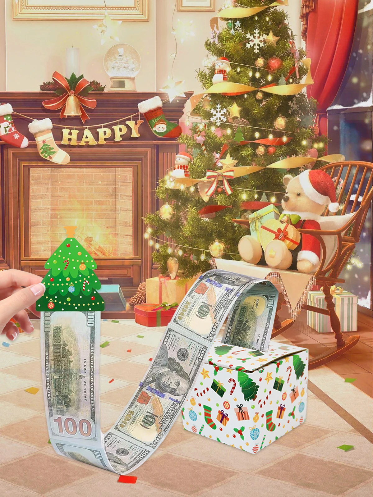 1 x Weihnachts-Spardose zum Ziehen von Bargeld-Geschenken, Überraschungs-Geld-Geschenkboxen für Erwachsene – Detail 3