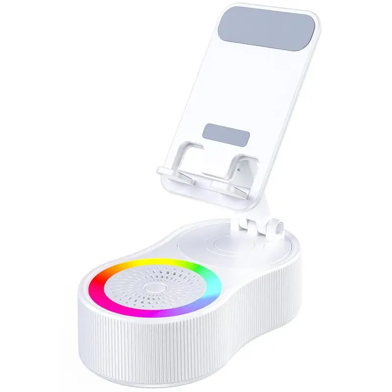 Rotatable Phone Stand with Wireless Speaker and RGB Lighting Adjustment