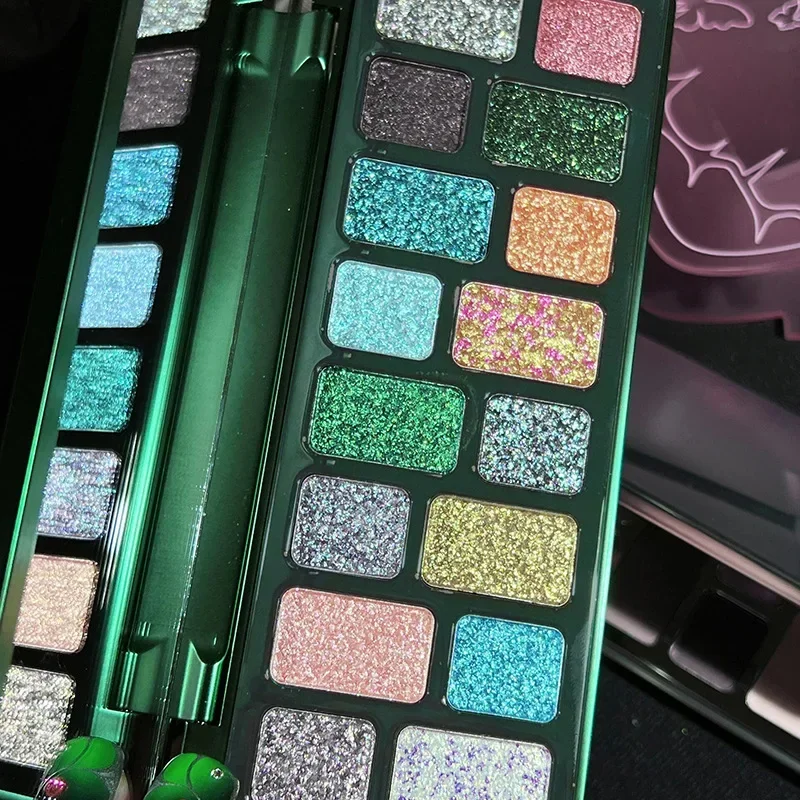 Diamond Pearl Punk Red Black Eye Shadow Makeup Palette Waterproof Lasting Matte Green Glitter 16 Color Eye Shadow Palette Makeup
