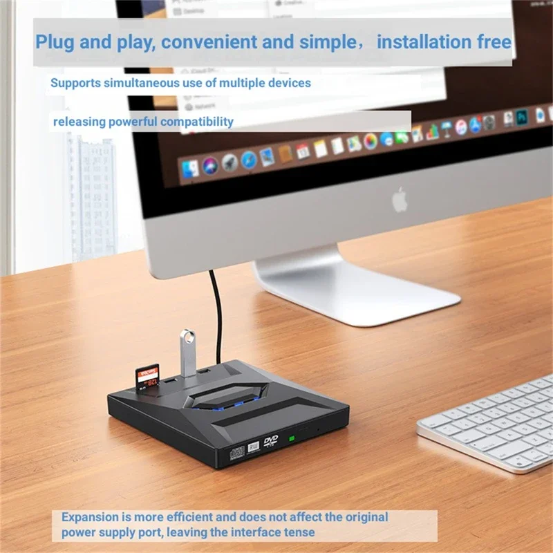 USB3.0 TYPE 3-in-1 Multi-Function External Mobile Drive CD DVD Burner SD Card U Disk Player Read Speed CD Rom 24X CD-RW dvd drive dvd writer external optical drive