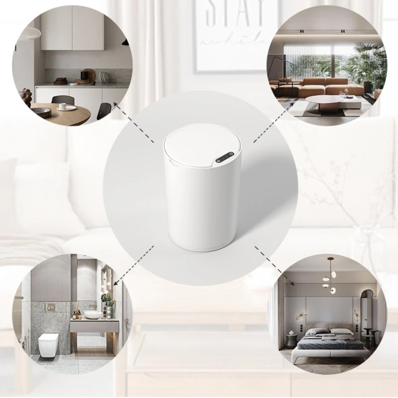 

14L Automatic Induction Trash Can Induction Electric Trash Can Household Storage Bucket Kitchen Bathroom Round Smart Compost Bin