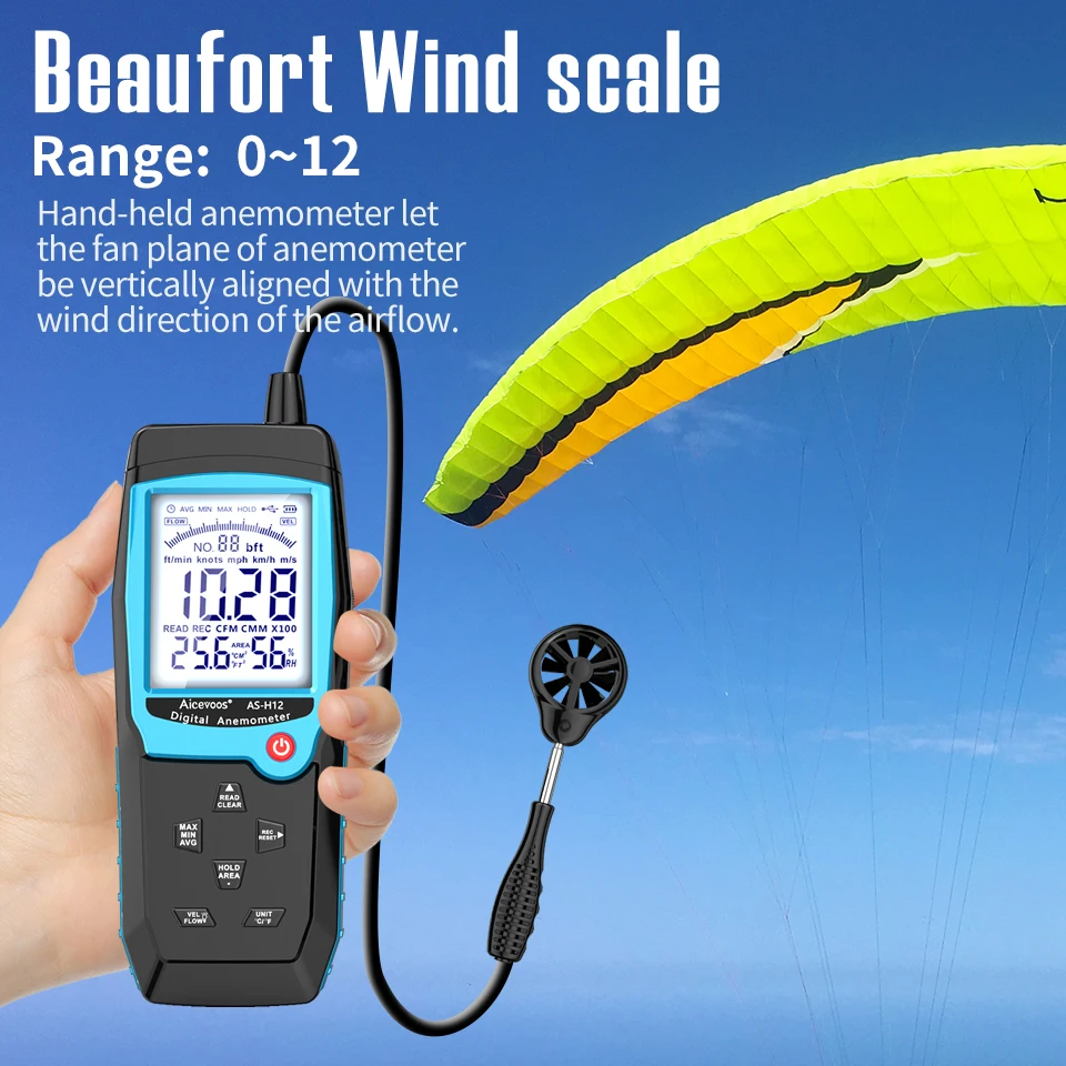 Aicevoos Digital Anemometer Handheld Split Type Wind Speed Meter Wind Power Temperature Humidity Measurement Air Volume Tester digital anemometer