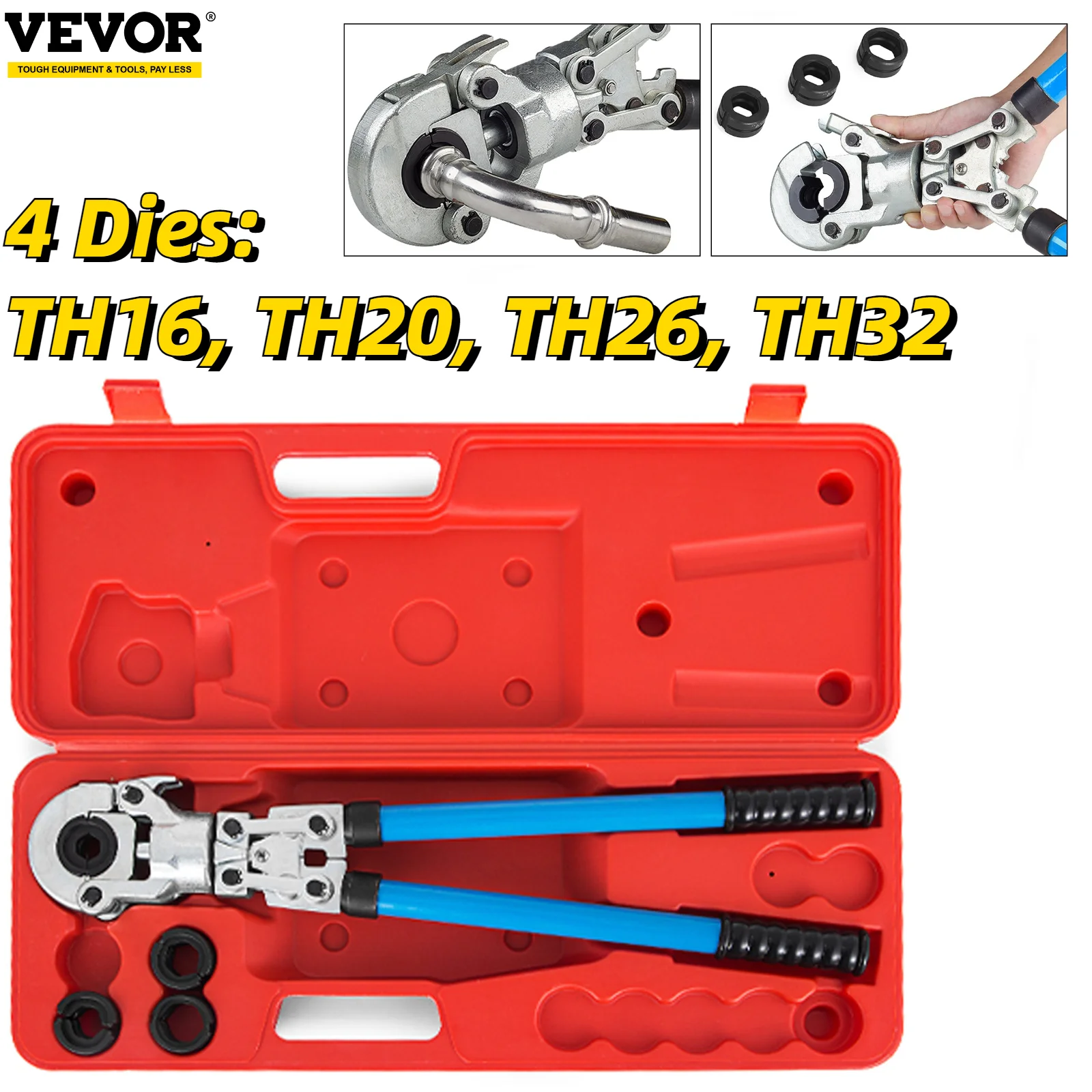 Обжимные Щипцы для труб VEVOR PEX многослойные щипцы типа TH 16/20/26/32 мм 4 захвата